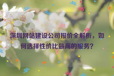 深圳網(wǎng)站建設(shè)公司報(bào)價(jià)全解析，如何選擇性價(jià)比最高的服務(wù)？