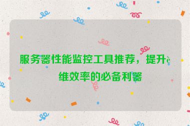 服務(wù)器性能監(jiān)控工具推薦，提升運(yùn)維效率的必備利器