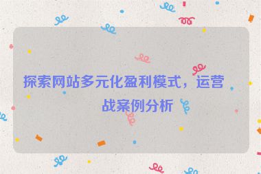 探索網(wǎng)站多元化盈利模式，運營實戰(zhàn)案例分析