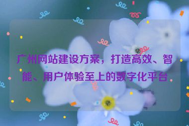 廣州網(wǎng)站建設(shè)方案，打造高效、智能、用戶體驗至上的數(shù)字化平臺