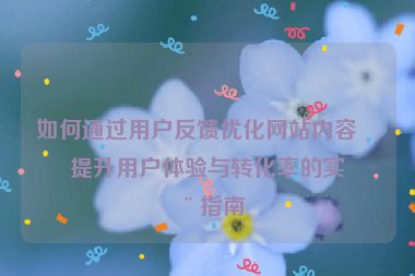 如何通過用戶反饋優(yōu)化網(wǎng)站內(nèi)容，提升用戶體驗(yàn)與轉(zhuǎn)化率的實(shí)用指南