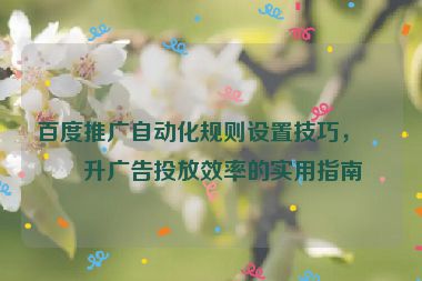 百度推廣自動化規(guī)則設(shè)置技巧，提升廣告投放效率的實用指南